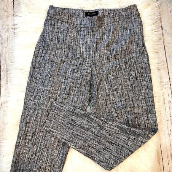 St. John Collection Women's Black & White Wool Blend Emma Ankle Pants Size 8 - Picture 1 of 6